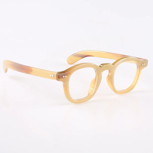 Genuine Natural Horn Handmade Glasses Frames - Caramel Color - Rivets- Men - Women - 100% Genuine Bull Horn