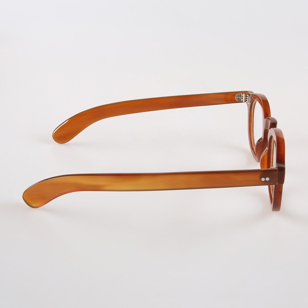 Genuine Natural Horn Handmade Woody Allen Style Glasses Frames - Amber Color - Rivets- Men - Women - 100% Genuine Bull Horn