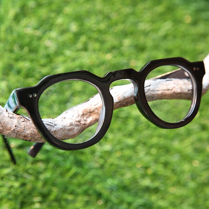 Genuine Natural Horn Handmade Glasses Frames - Piano Black - Stainless Rivets- Men - Women - 100% Genuine Buffalo horn