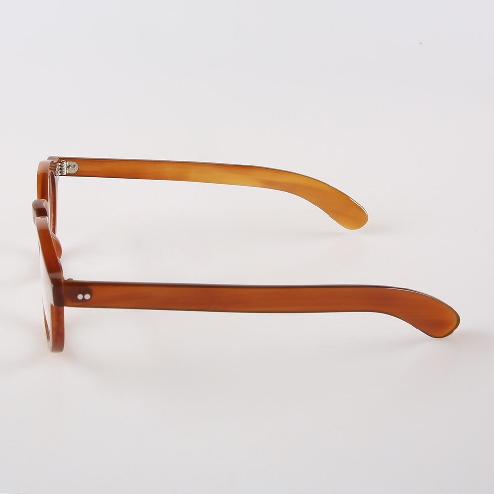 Genuine Natural Horn Handmade Woody Allen Style Glasses Frames - Amber Color - Rivets- Men - Women - 100% Genuine Bull Horn