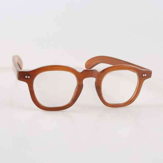 Genuine Natural Horn Handmade Woody Allen Style Glasses Frames - Amber Color - Rivets- Men - Women - 100% Genuine Bull Horn