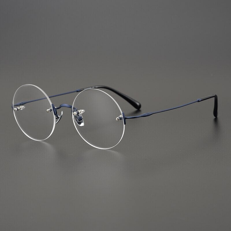 Vintage style Steve Jobs Round Titanium Glasses - Prescription lenses - Mens Glasses Retro