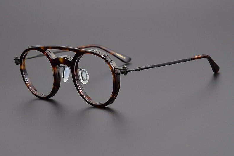 Vintage Italian style Double Beam Lightweight Titanium and Acetate Glasses Frames - Prescription lenses - Unisex Glasses Retro