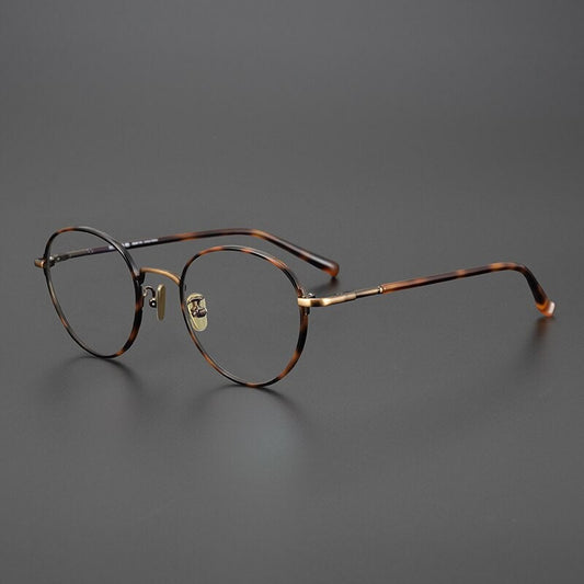 Vintage Japanese style Titanium Round Acetate Handmade Frames Glasses - Different Colors -  Prescription lenses - Mens Glasses Retro