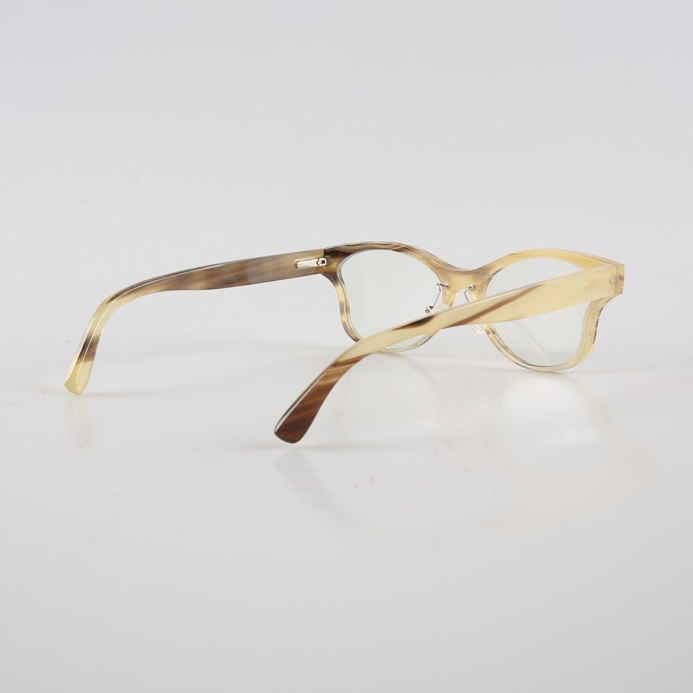 Genuine Natural Horn Handmade Unique Curved Butterfly Shape Glasses Frames -  Honey Yak Horn Color - Men - Women - 100% Genuine Bull Horn