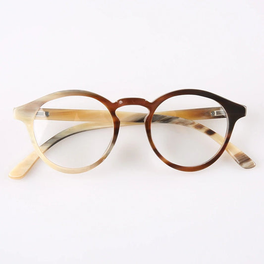 Genuine Natural Horn Handmade Thin Small Size Glasses Frames - Caramel Brown Color - Men - Women - 100% Genuine Bull Horn