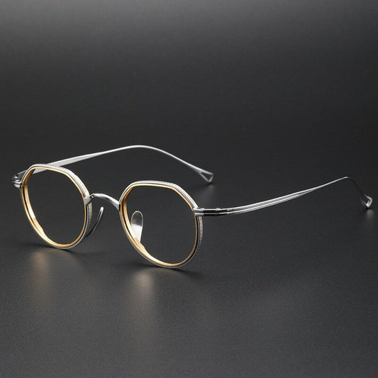 Vintage Japanese style Titanium Small Polygon Handmade Frames Glasses - Different Colors -  Prescription lenses - Mens Glasses Retro