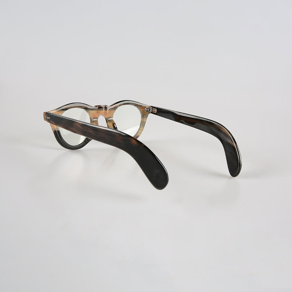 Genuine Natural Horn Handmade Glasses Frames - Black and Honey Color - 2 Rivets- Men - Women - 100% Genuine Bull Horn