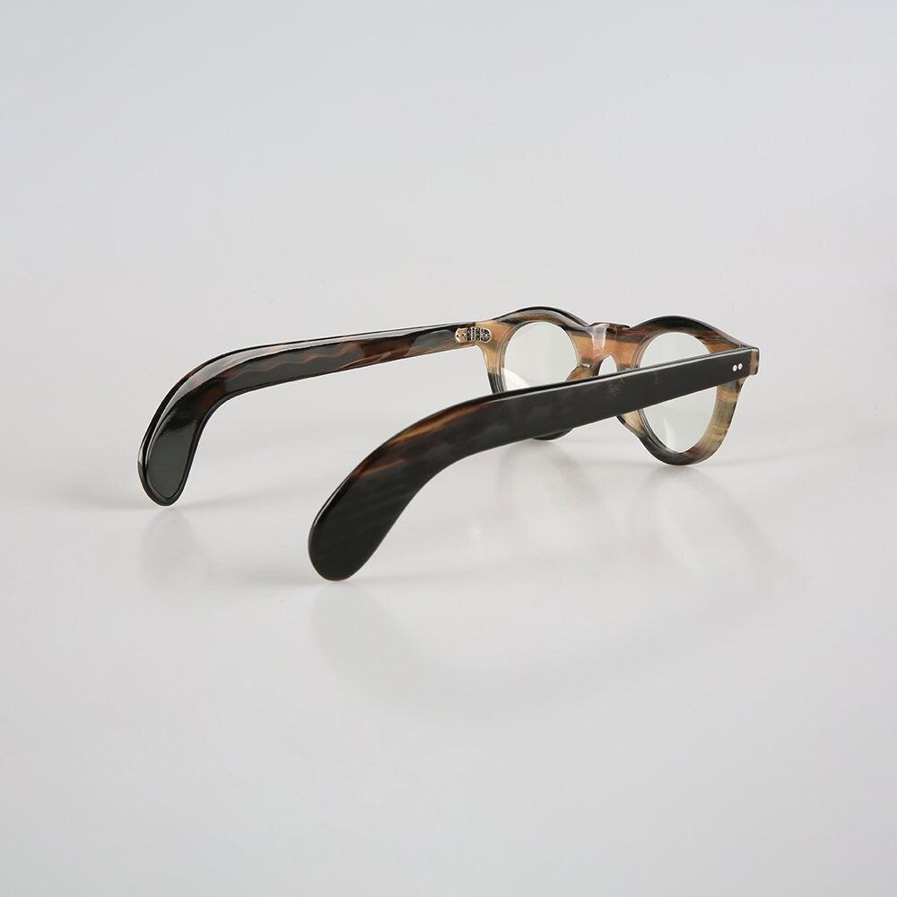 Genuine Natural Horn Handmade Glasses Frames - Black and Honey Color - 2 Rivets- Men - Women - 100% Genuine Bull Horn