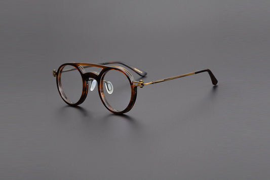 Vintage Italian style Double Beam Lightweight Titanium and Acetate Glasses Frames - Prescription lenses - Unisex Glasses Retro