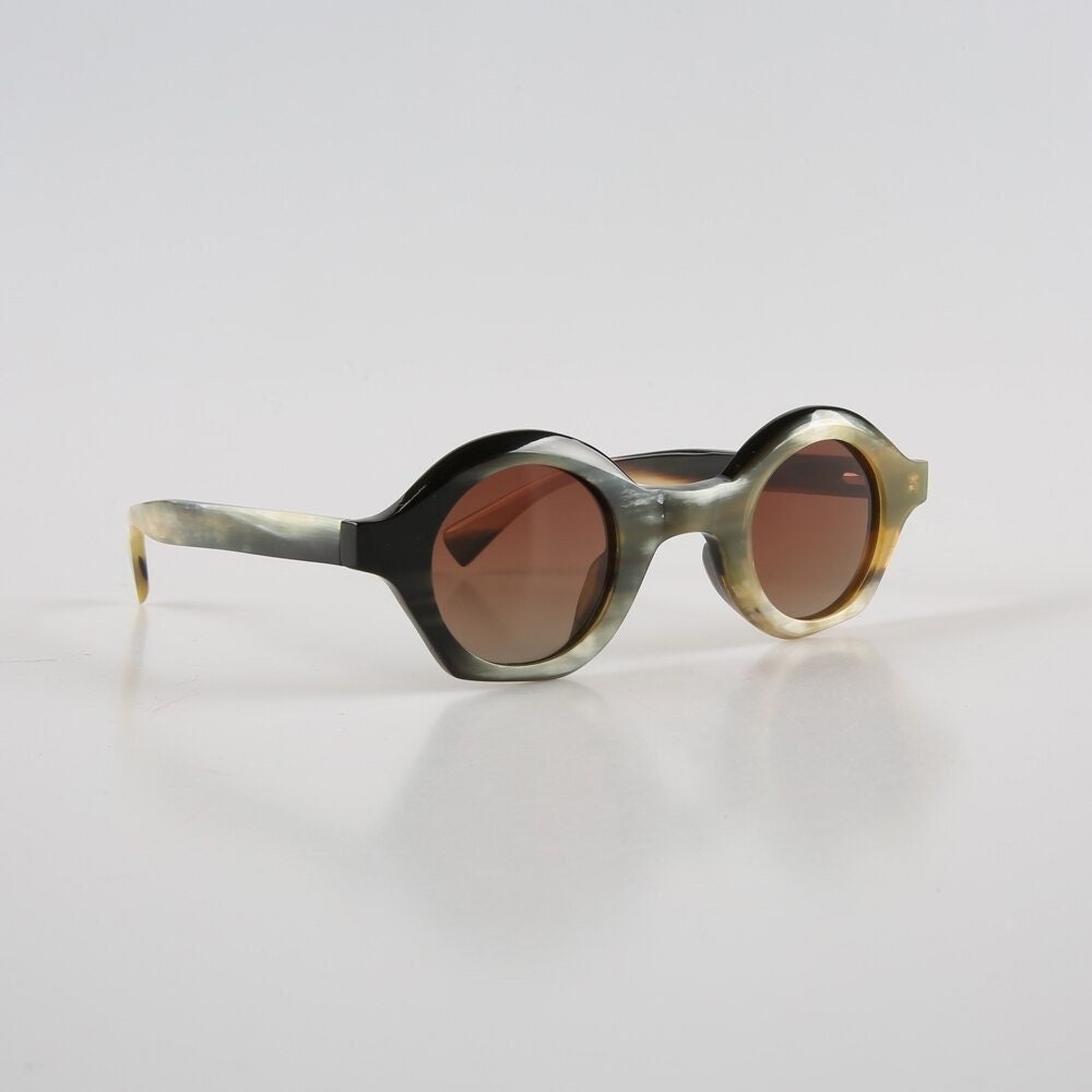 Genuine Natural Horn Handmade Irregular Frames Sunglasses - Multicolor Natural horn - Men - Women - 100% Genuine Horn