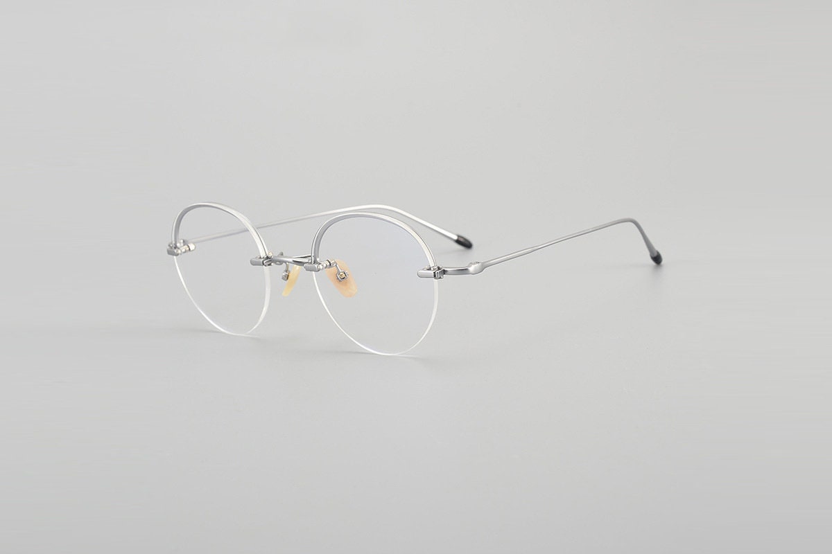 Retro Japanese style Lightweight Half Rim Titanium Glasses - Different Colors -  Prescription lenses - Mens Glasses Retro