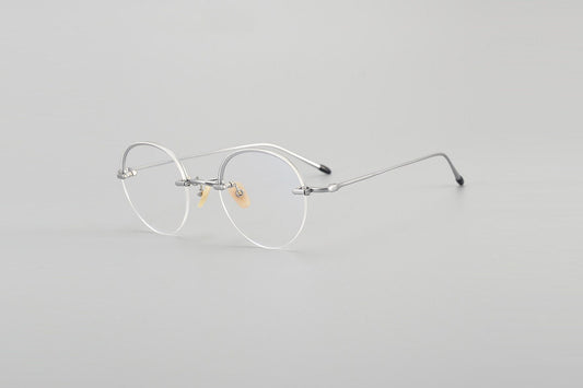 Retro Japanese style Lightweight Half Rim Titanium Glasses - Different Colors -  Prescription lenses - Mens Glasses Retro