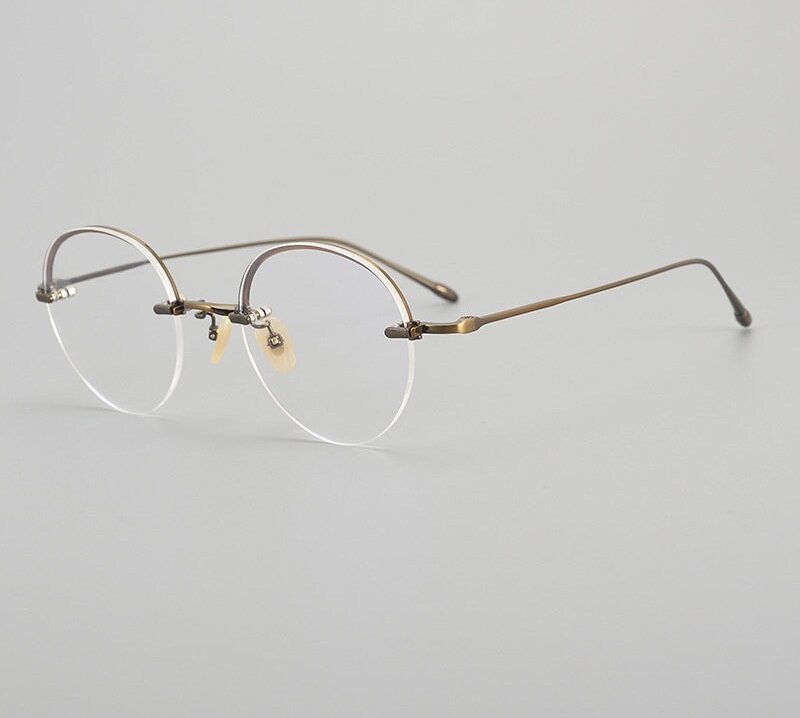 Retro Japanese style Lightweight Half Rim Titanium Glasses - Different Colors -  Prescription lenses - Mens Glasses Retro