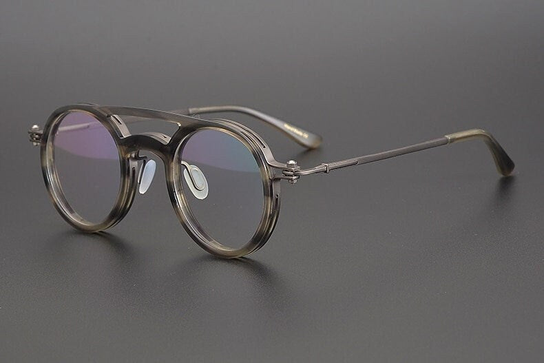 Vintage Italian style Double Beam Lightweight Titanium and Acetate Glasses Frames - Prescription lenses - Unisex Glasses Retro