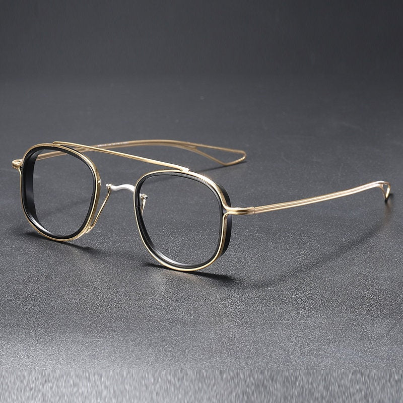 Retro Japanese Double Beam Lightweight Pure Titanium Glasses - Different Colors -  Prescription lenses - Mens Glasses Retro