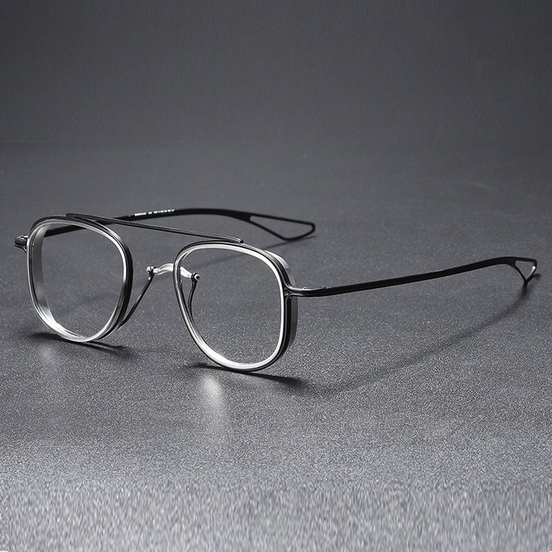 Retro Japanese Double Beam Lightweight Pure Titanium Glasses - Different Colors -  Prescription lenses - Mens Glasses Retro