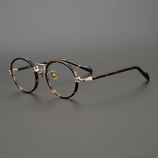 Vintage Japanese style Titanium Acetate Classic Round Handmade Frames Glasses - Different Colors -  Prescription lenses -