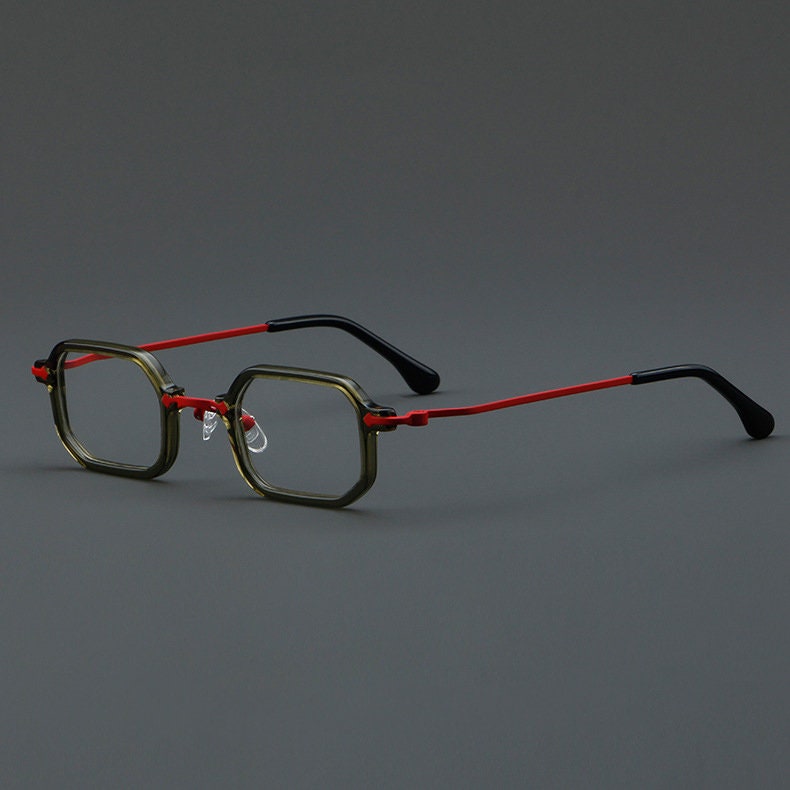 Vintage Style Classic Small Square Glasses Titatium Acetate Spectacles - Japanese Style - Nose Pads - Reading Glasses