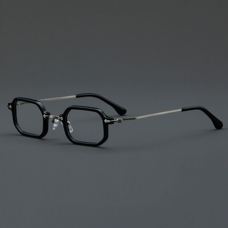 Vintage Style Classic Small Square Glasses Titatium Acetate Spectacles - Japanese Style - Nose Pads - Reading Glasses