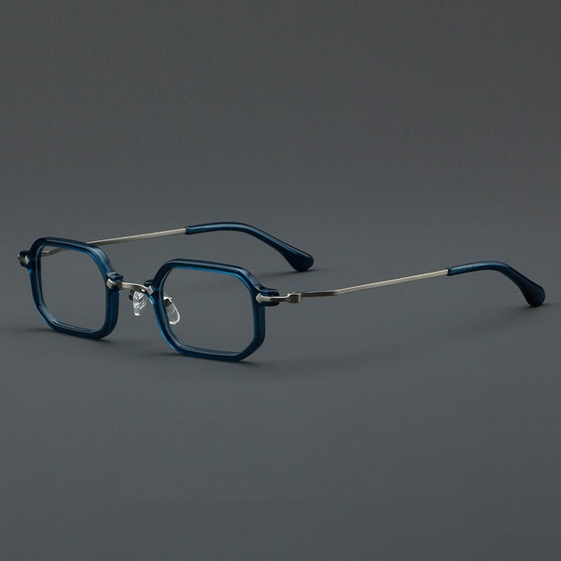 Vintage Style Classic Small Square Glasses Titatium Acetate Spectacles - Japanese Style - Nose Pads - Reading Glasses