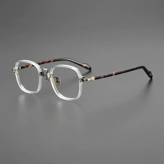 Vintage Japanese style Titanium Acetate Square Round Handmade Frames Glasses - Different Colors -  Prescription lenses -